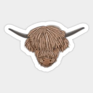 Highland Cow Paper Cut Illustration Sticker